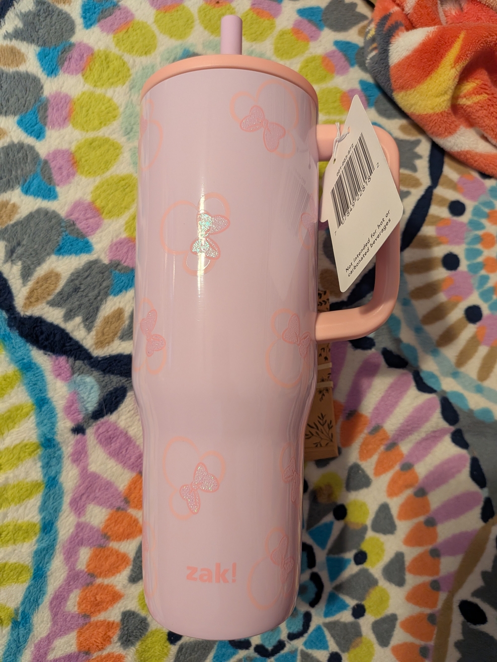 zak! Minnie Pink Butterfly Insulated Travel Tumbler with Handle & Straw